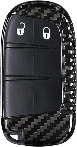 Funda para llavero de fibra de carbono genuina para Jeep Compass Grand Cherokee SRT Renegade Trailhawk Smart Car Remote Key Fob Case para hombres y