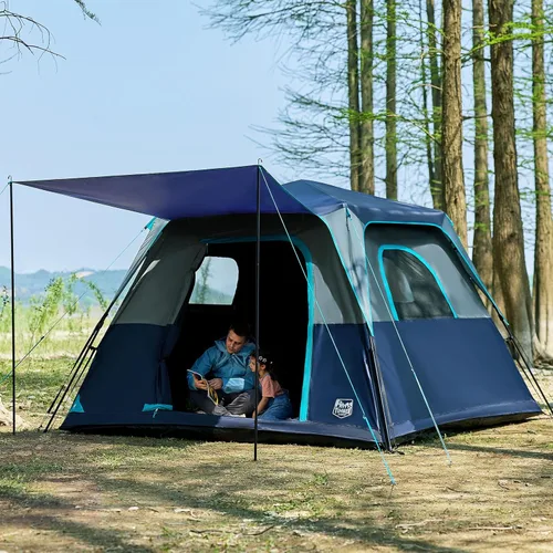 TIMBER RIDGE 6 Person Blackout Camping Tent, 60s Easy Setup Instant Cabin Tent for Family with Rainfly, Water-Resistant, 9' x 9' x 72" for Outdoor