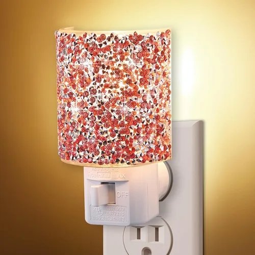 Miniatura 8 de Luz nocturna LED enchufable a la pared, luz nocturna de cristal con interruptor de encendido y apagado manual, luz nocturna blanca cálida