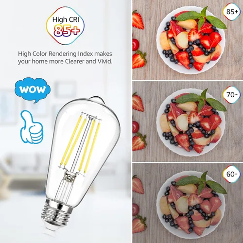 Miniatura 6 de MAXvolador Paquete de 12 bombillas LED Edison vintage regulables, 6 W, equivalente a 60 W, 850 lúmenes, bombillas LED Edison de 5000 K, bombilla