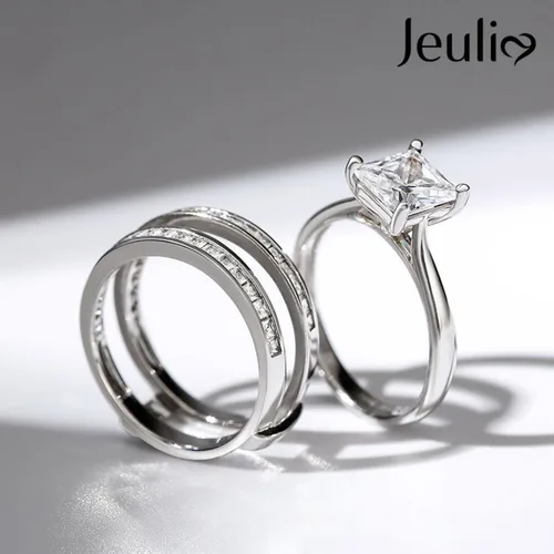 Miniatura 5 de Jeulia Anillo de compromiso de circonita cúbica grabada de 4.37 quilates para mujer, anillo de compromiso de diamantes para mujer, solitario