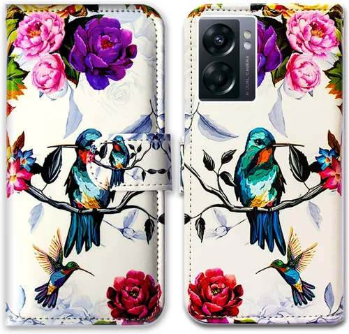 Miniatura 12 de Bcov Funda para OnePlus Nord N300 5G, diseño de pájaro negro y verde con tapa para teléfono con ranura para tarjeta y soporte para OnePlus Nord N300