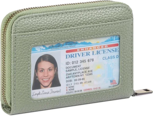 Miniatura 11 de SENDEFN Cartera de cuero para mujer, con bloqueo RFID, pequeñas carteras compactas, titular de la tarjeta de crédito con ventana de identificación