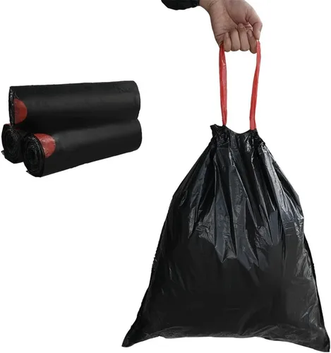 Miniatura 8 de Begale Bolsas de basura con cordón de 6 galones, bolsas de basura negras con cordón pequeño, 115 bolsas de basura sin desgarro