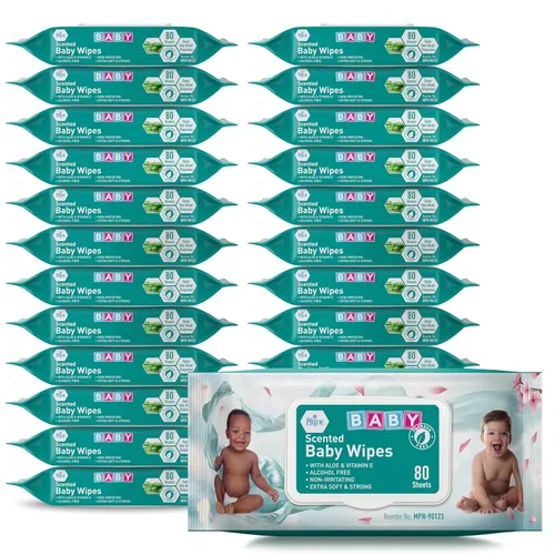 MED PRIDE Toallitas perfumadas para bebé, paquete de 24 (80 toallitas cada una), aloe y vitamina E, sin alcohol, sin parabenos, toallitas húmedas