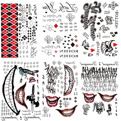 Calcomanías de tatuaje falsas, 3 hojas de tatuajes temporales para mujer y 3 hojas de tatuajes para Halloween, disfraces, cosplay, fiestas,