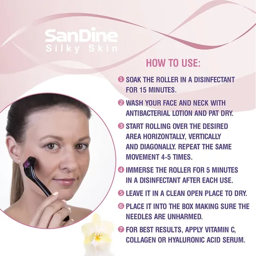 Miniatura 3 de Microneedle Derma Roller – 540 Micro pines sistema de cuidado de la piel – Rodillo de Titanio dermatológico – Ideal para mantener tu piel jóven