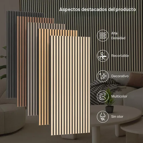 Miniatura 7 de TONOR Paneles acústicos de madera para pared con listones de madera, paquete de 2 paneles acústicos de 47.2 x 23.6 pulgadas, paneles acústicos