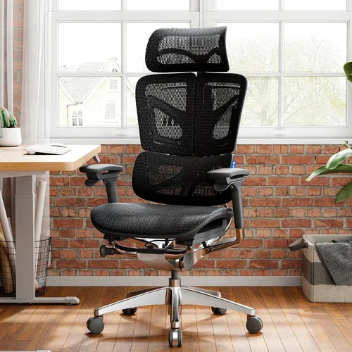 OdinLake O3 Silla de oficina ergonómica – Respaldo de mariposa ajustable, soporte lumbar dinámico, reposabrazos 3D, control de alambre de acero,