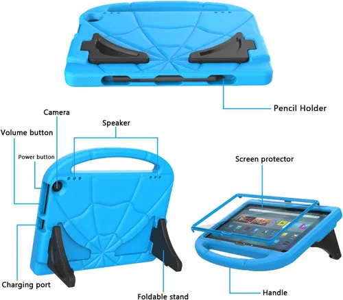 Miniatura 6 de Funda para tablet Amazon Fire Max 11 para niños (13ª generación, versión 2023), ligera, a prueba de golpes, con asa y soporte para tablet Kindle Azul