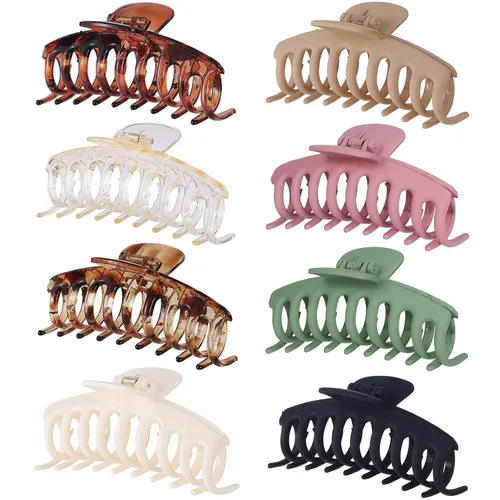 Miniatura 8 de laxizar Paquete de 8 pinzas rectangulares para el cabello para mujeres y niñas, clips de bandana grandes, pinzas de sujeción fuerte para el cabello