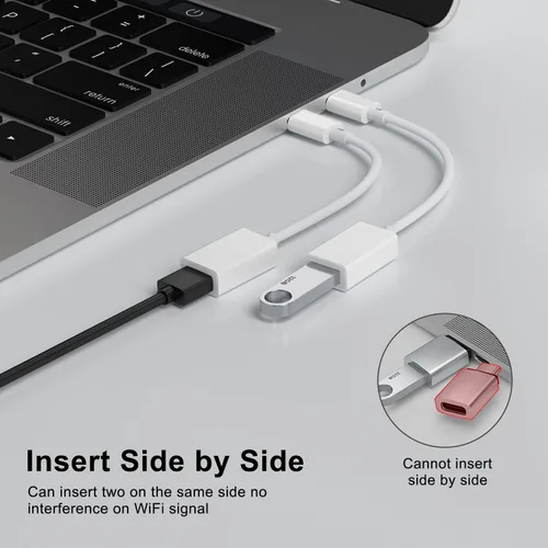 Miniatura 4 de Adaptador USB C a USB 3.0 (paquete de 2), USB C macho a USB hembra OTG cable Thunderbolt3 a USB adaptador compatible con MacBook Pro/Air, iPad Pro