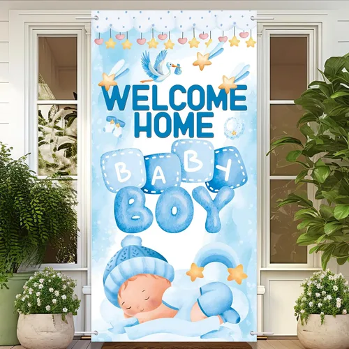 Miniatura 5 de Cartel de bienvenida a casa para puerta de bebé, baby shower, revelación de género, decoraciones para fiestas para niños, con texto en inglés "It's