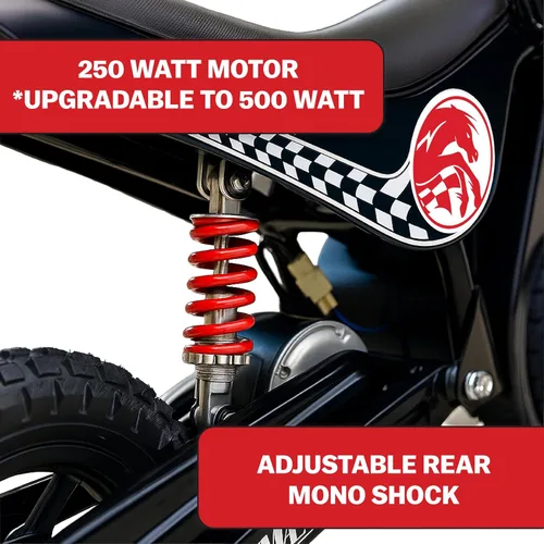 Miniatura 4 de Burromax TT250 Motocicleta de tierra eléctrica para niños, 250w 24v 7ah, 2 velocidades, hasta 14 mph, para ciclistas de hasta 150 lb, mini bicicleta