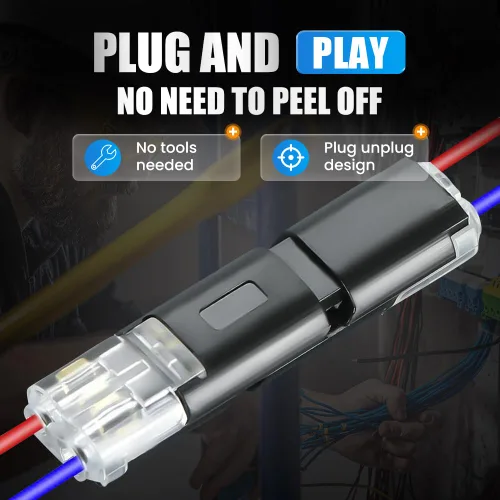 Miniatura 4 de Conector enchufable de doble cable, conectores de tira de luz LED, 2 pines, nuevo conector de cable de bajo voltaje con hebilla de bloqueo