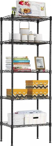 Miniatura 22 de Estantería de alambre de 6 niveles con ruedas, estantes de almacenamiento resistentes, organizador de cocina de garaje NSF, estante de alambre Negro