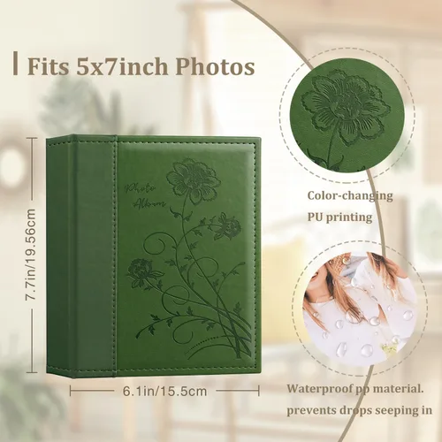 Miniatura 2 de Artmag Álbum de fotos de 5 x 7 pulgadas, páginas transparentes, con bolsillos, cubierta de cuero, álbum de fotos deslizable para insertar fotos