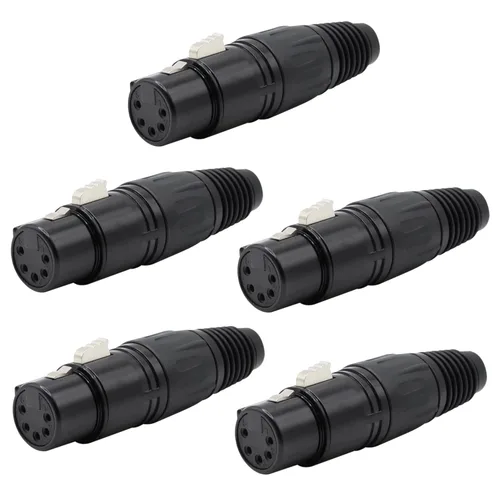 Miniatura 8 de Conector de cable XLR de 4 pines XLR Conector de enchufe hembra de 4 pines Adaptador de audio para micrófono, negro, 5 PCS