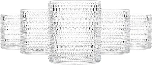 Miniatura 8 de Consou - Juego de 6 vasos grandes de 15 onzas, cristalería de hobnail con base pesada de vidrio grueso Vidrio de bola alta hobnail