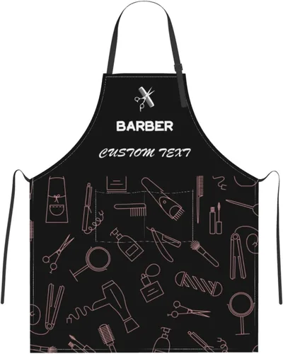 Miniatura 22 de Delantal de peluquería personalizado para hombres y mujeres, delantal de peluquería con texto personalizado, delantal con babero personalizado