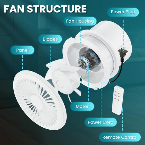 Miniatura 4 de HG Power - Ventilador de escape de baño de 4 pulgadas, ventilador de ventana reversible de 2 vías con control remoto, 3 velocidades 2300RPM de bajo
