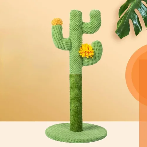 Miniatura 6 de Poste rascador para gatos estilo cactus mexicano, rascador de cactus de 23 pulgadas de alto con cuerda de sisal natural, poste rascador vertical