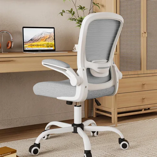Mimoglad Silla de oficina ergonómica de malla con respaldo alto, soporte lumbar ajustable, cojín de asiento grueso (moderno, gris luna)