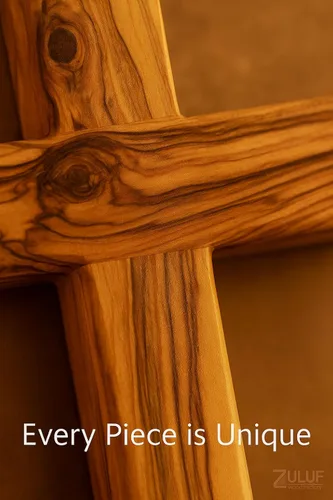 Miniatura 9 de Cruz para colgar en la pared de madera de olivo de Zuluf Cruz tallada a mano Cruz cristiana de madera de olivo con certificado de Tierra Santa