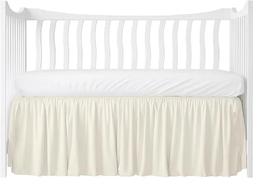 Miniatura 15 de Tamaño matrimonial, color blanco liso, falda de cama con volantes con esquinas divididas, falda de cama de 15 pulgadas, 100% algodón poli, 400