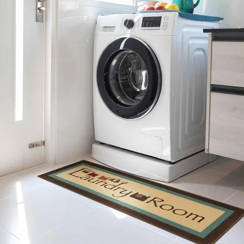 Miniatura 29 de Alfombra lavable a máquina con diseño de texto antideslizante con parte trasera de goma, 2 x 5, para lavandería, para baño, lavadero, 20 x 59