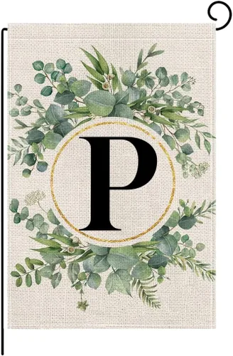 Miniatura 19 de wyooxoo Bandera de jardín floral con monograma de letra H de 12 x 18 pulgadas, doble cara para exteriores, familia, apellido, bandera inicial