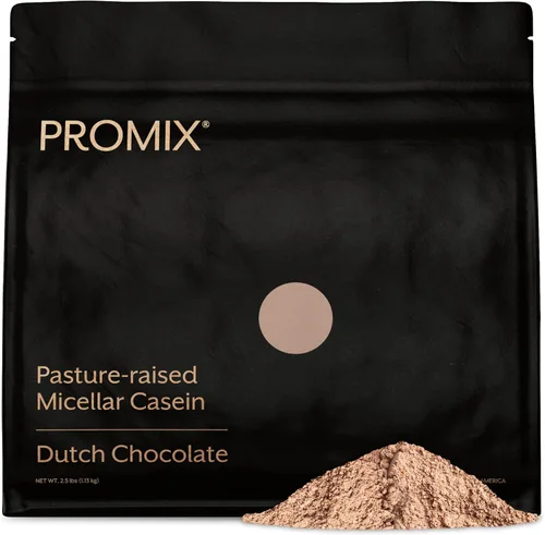 ProMix Nutrition Proteína en polvo de caseína, chocolate, alimentado con pasto, recuperación lenta y sostenida después del entrenamiento, licuados,