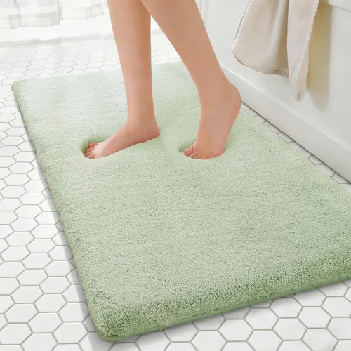 Miniatura 13 de MINIDEAR - Alfombras de baño 24x17 beige - Tapete de baño de espuma elástica gruesa, ultra suave y pachona, antideslizante, de secado rápido