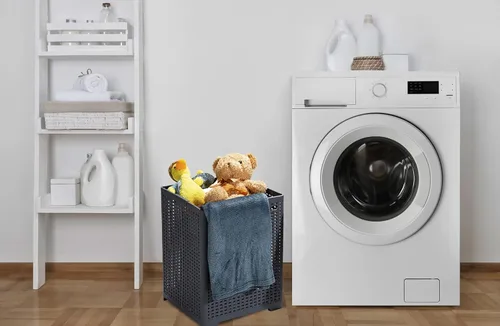 Miniatura 8 de Eslite Cestas de plástico plegables para la ropa sucia de 42 litros, cesta plegable para la ropa, paquete de 2 unidades (gris)