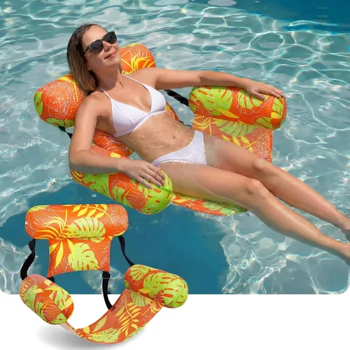 Miniatura 10 de Flotadores inflables para piscina, sillas flotantes para adultos, fideos de piscina inflables para adultos, natación resistente, plantas tropicales