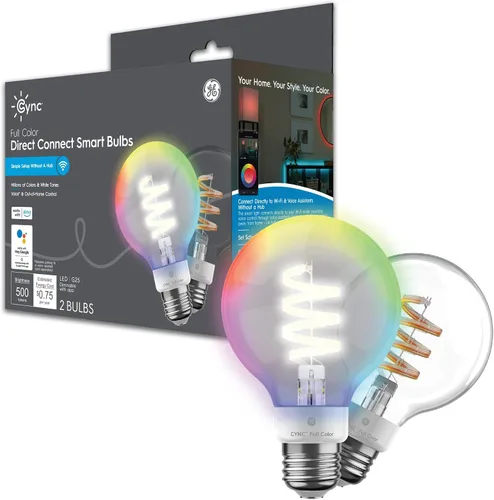 Cync GE - Bombillas LED inteligentes, bombilla globo G25, decoración estética de habitación, bombillas que cambian de color, equivalente a 60 W,