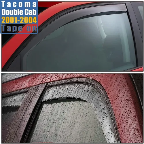 Miniatura 2 de Defectores de ventana con cinta adhesiva compatibles con Tacoma 2001-2004 - Protectores de lluvia de ventana de doble cabina
