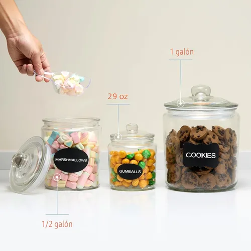 Miniatura 4 de KooK Contenedores de almacenamiento de vidrio con tapas, 1/2 galón, juego de 2, tarros de cocina de vidrio, recipientes de almacenamiento