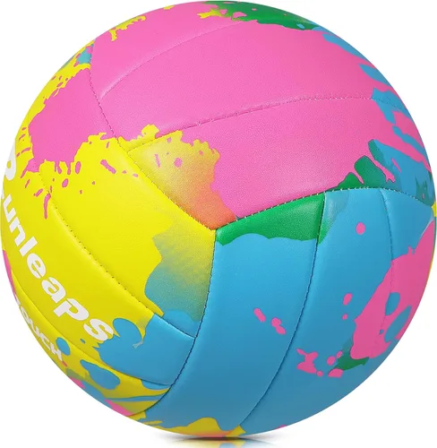 Miniatura 5 de Runleaps Pelota de voleibol de playa, tamaño oficial 5, suave, impermeable, para deportes de arena, pelota de poliuretano para interiores