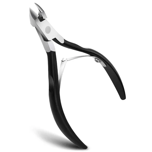 FERYES Cortador de cutículas profesional para manicura y pedicura, cortador cutáneo de acero inoxidable de grado médico, mandíbula de 0.315 Negro