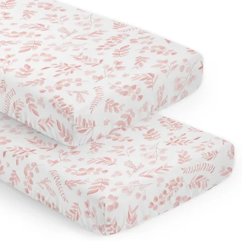 Miniatura 13 de Sweet Jojo Designs Sábanas bajeras para cuna (hojas florales rosas bohemias) para niñas, guardería infantil, habitación de niños pequeños - Colchón