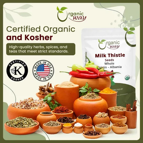 Miniatura 8 de Organic Way Semillas enteras de cardo mariano (Silybum marianum) - Té de hierbas Cosecha silvestre europea, certificado orgánico y kosher, vegano