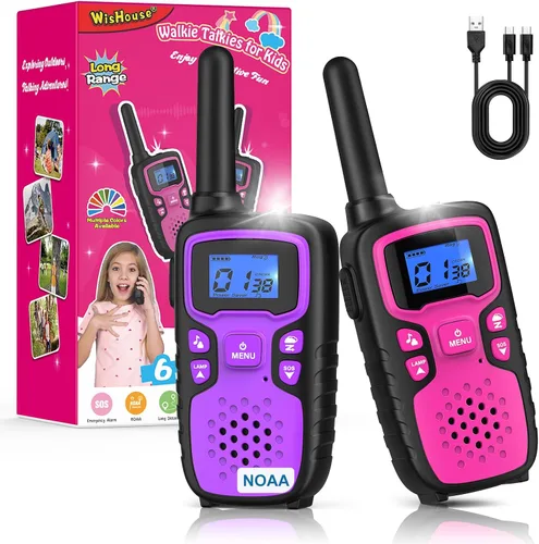 Miniatura 12 de Wishouse Walkie Talkies para niños recargables de largo alcance, regalo de cumpleaños de Navidad para niños de 4, 5, 6, 7, 8, 9 años