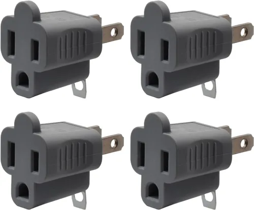 Miniatura 10 de ELEGRP Adaptador de 2 a 3 puntas, paquete de 3, gris - Adaptador de enchufe de conexión a tierra polarizado, certificación ETL