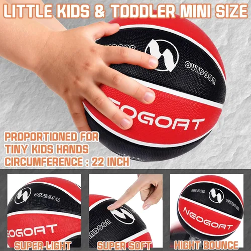 Miniatura 4 de Pelota de baloncesto para niños y jóvenes tamaño 4/5 25.5/27.5", Pelota de baloncesto de goma gruesa y duradera de alto rebote NEOGOAT tamaño 4/5