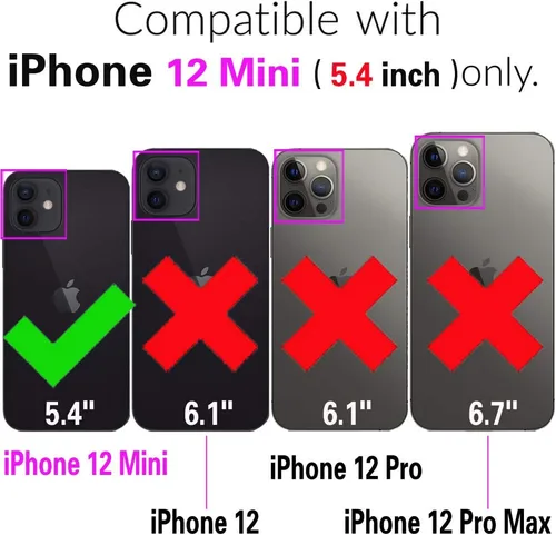 Miniatura 2 de Asuwish Funda de teléfono para iPhone 12 Mini 5.4, híbrida, resistente, a prueba de golpes, protección dura, a prueba de caídas, cuerpo completo
