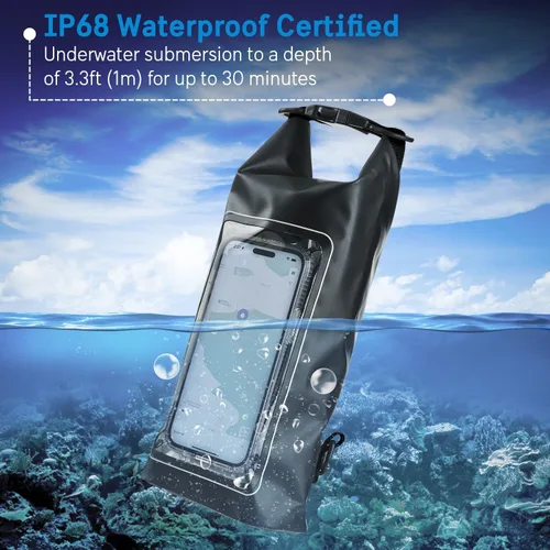Miniatura 2 de Pelican - Marine Series - Bolsa seca resistente al agua (2.5 litros) con funda integrada para teléfono para hombres y mujeres, bolsa ligera