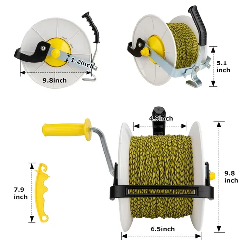 Miniatura 2 de Carrete estándar de cercado eléctrico con engranajes 3:1 con polialambre premium de 1640 pies, 6 conductores más 1 Insulgrip gratuito de 8 pulgadas