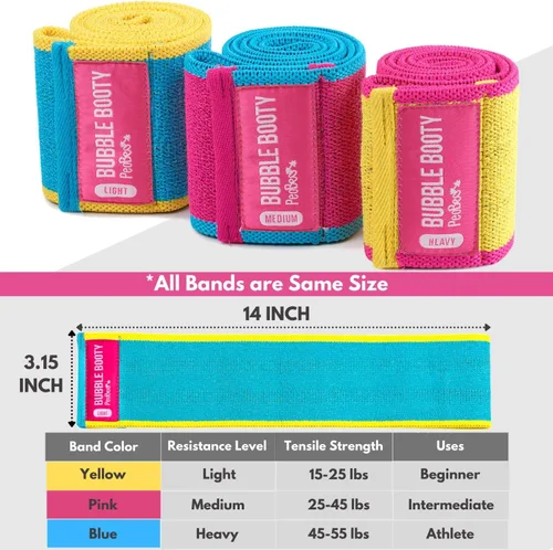 Miniatura 4 de PeoBeo Paquete de 3, ponte sexy y más delgado con bandas de resistencia de tela antideslizante con video de entrenamiento completo, ideal