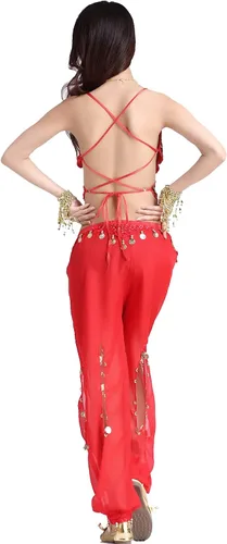 Miniatura 4 de ZLTdream Pantalones de linterna con monedas, danza del vientre para mujer